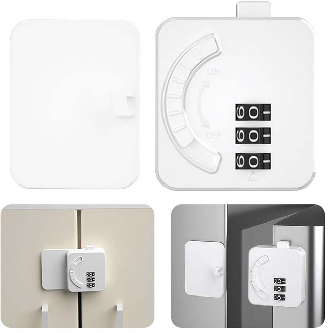 루베이 내구성 무타공 유아안전 잠금장치 이중 보호 시스템 비밀번호 리셋 가능 서랍/냉장고/수납장/창문, C 평면 잠금 장치, 1개