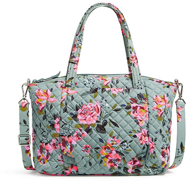 Vera Bradley 여성용 면 플리츠 멀티 스트랩 숄더 사첼 지갑 Rosy Outlook - 리사이클 그외 각종 518298