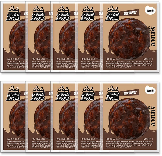 햇살닭 소스 닭가슴살 스테이크 해물짜장맛 (100g), 100g, 10개