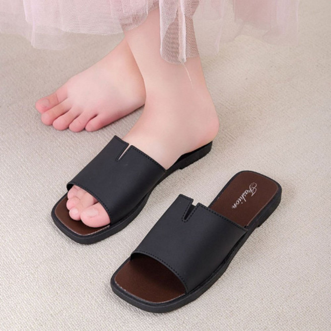 다플 여성 스퀘어토 슬리퍼 여름 슬라이드 샌들 외출용