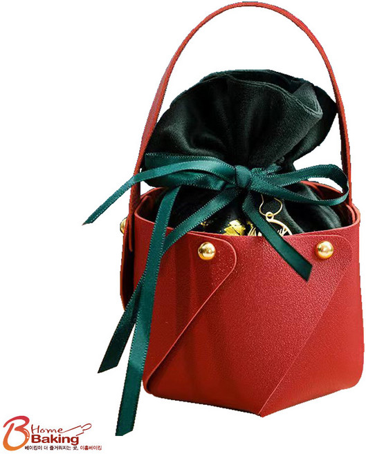 이홈베이킹 크리스마스벨벳가죽선물포장상자 레드그린, 단품, 1개