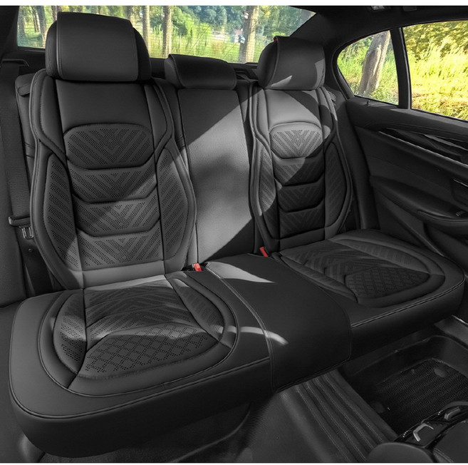 이엠비 차량용 통풍시트커버 교체 보호매트 풀세트, 1세트, 모노블랙 뒷좌석