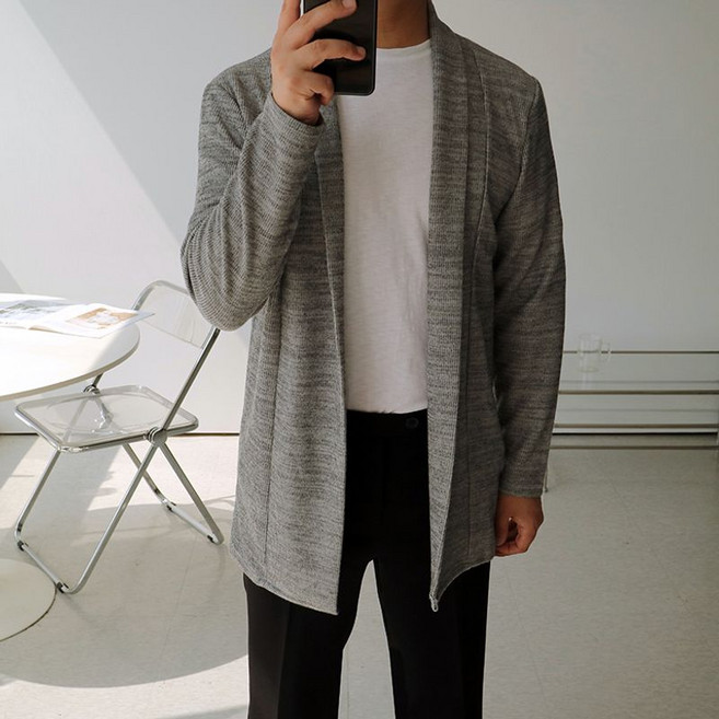 맨즈북 가을 로브 롱 남자 얇은가디건 니트 간절기 오피스룩 회사옷