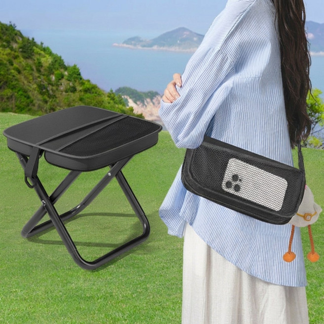 셀클릭 가볍게 메고다니는 접이식 캠핑의자, 블랙, 1개
