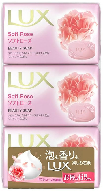LUX 럭스 바디솝 소프트 로즈 고형 비누 75g 6개입