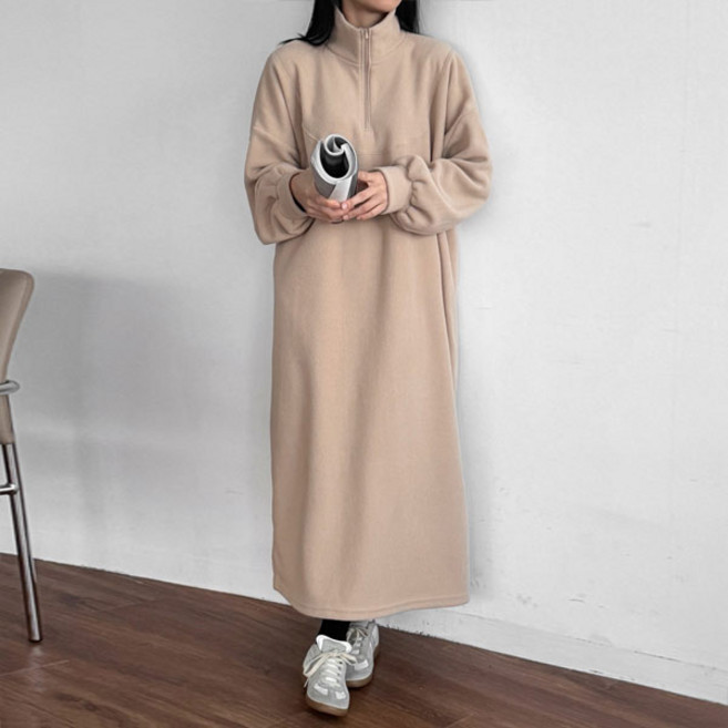 마이쏭 여성 기모원피스 임부복 슈얼후리스반집업롱원피스(기모)