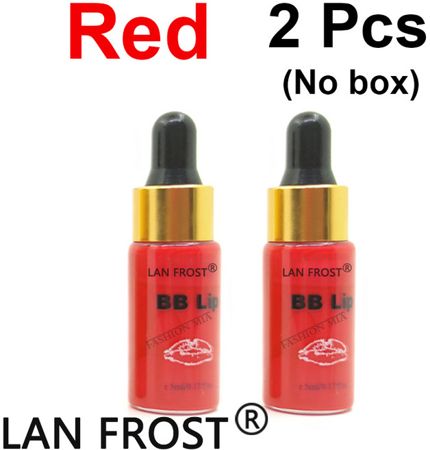 립글로우 5ml BB 립 글로스 안료 키트 품질 세미 퍼머넌트 메이크업 컬러링 스킨 케어를위한 모이스춰 라이징 케어, [04] 2pcs  Red