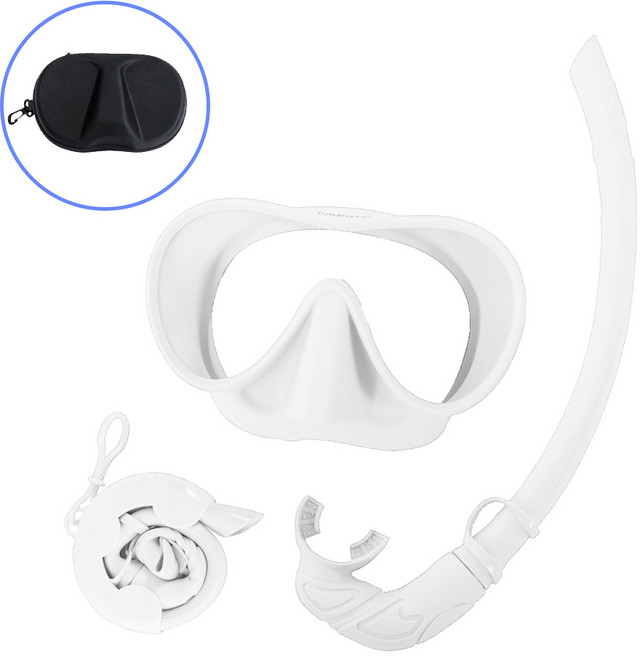 폴드래블 접는 스노쿨 스노쿨링 세트 마스크 스노클링 기어 장비, 화이트