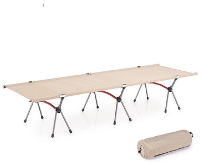 戶外露營折疊行軍床 鋁合金高低款 辦公午休躺椅 居家臥床, 米白色