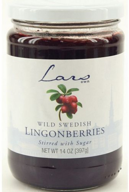 라르스 오운 야생 스웨덴 링곤베리 설탕에 저은 14온스 (397g) 병 무방부제 Lars Own Jam Lingonberry W Sugar, 1개, 397g