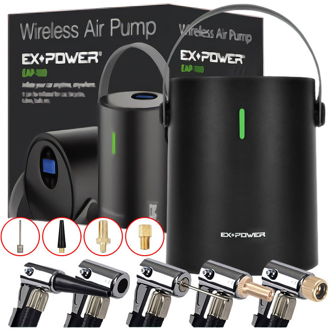 이엑스파워 EAP-100 무선 에어펌프 충전식 공기주입기 휴대용 차량용 자전거, 1개