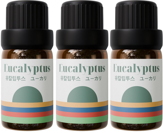 1+1+1 천연 유기농 아로마오일 에센셜오일, 유기농 유칼립투스오일, 10ml, 3개