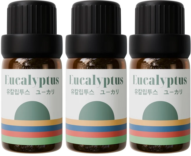 1+1+1 천연 유기농 아로마오일 에센셜오일, 유기농 유칼립투스오일, 10ml, 3개 - 쿠팡