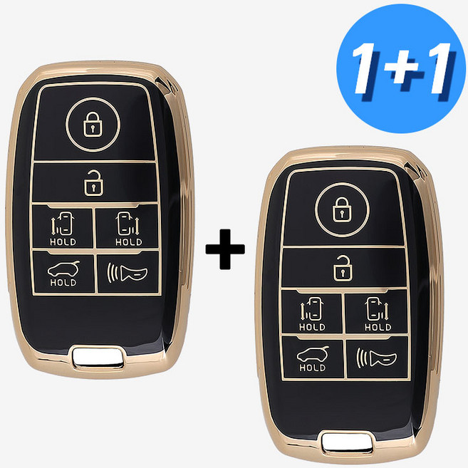 (1+1) 기아 차 키케이스 키커버 기아 호환 TPU, KIA-10(J타입), 블랙+블랙