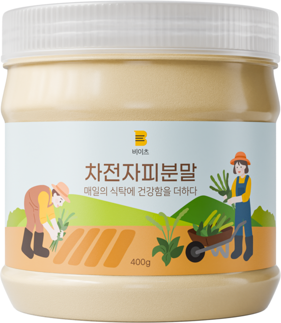 [Non-GMO 100%] 비이츠 차전자피 가루 분말, 1개, 400g