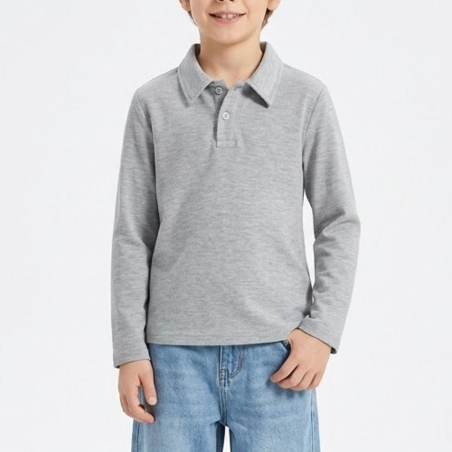 UPPERCUT 아동 프리미엄 긴팔 카라티셔츠 초등학생 PK티셔츠 단체복 반티 등원룩 남녀공용 흰색 카라티