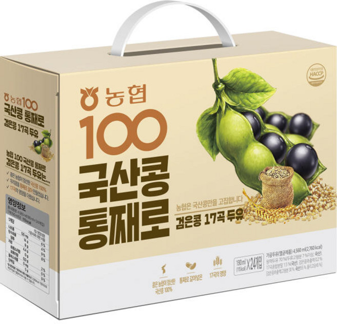 농협100 농협식품 국산콩 통째로 검은콩 17곡두유, 24개, 190ml
