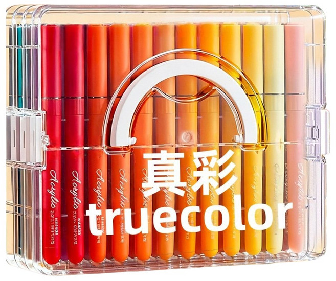truecolor 真彩 直液式丙烯馬克筆 48色套裝 學生美術專用 可疊色軟頭, 1套, 48色【層疊盒⭐原彩系列】大容量丙烯馬克, 48個