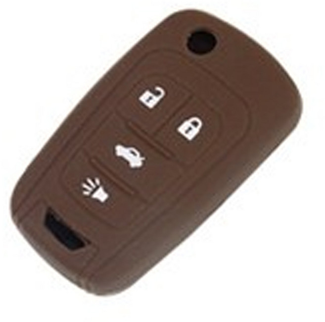 쉐보레 호환 실리콘 키케이스, 폴딩4버튼, 브라운, .