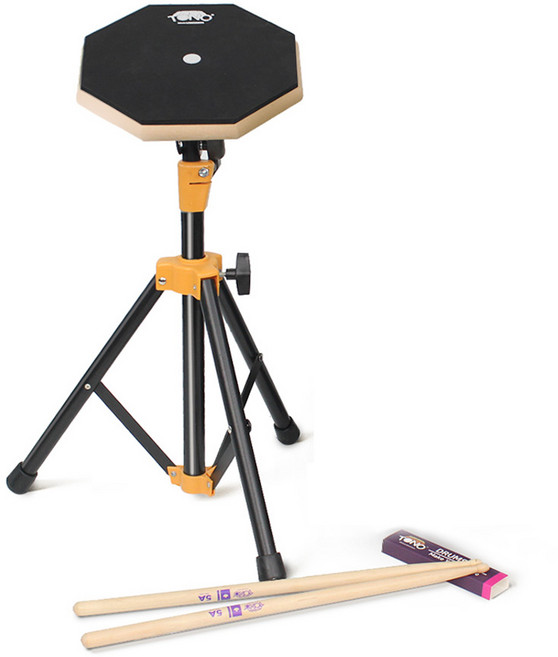 토노 20cm 연습용 드럼패드 + 드럼스틱 2조+스탠드 세트 저소음 고탄력
