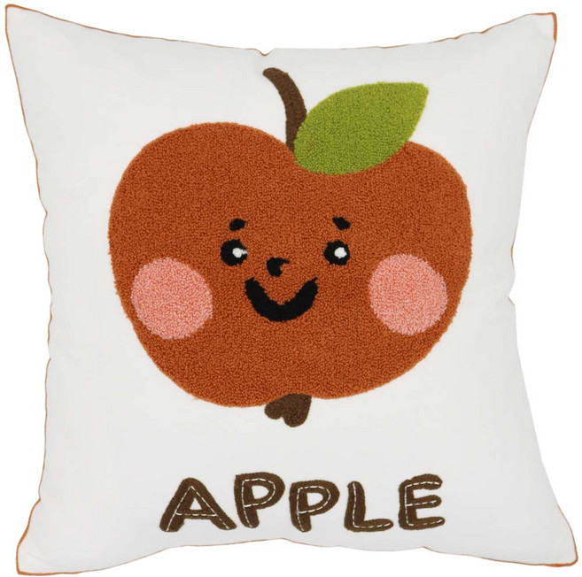 룸빌드 캐릭터 쇼파 자수 쿠션 솜포함 세트, 10) 애플 40-1