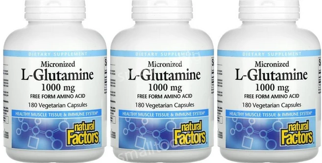 내추럴팩터스 Natural Factors 미분화 L 엘 글루타민 1000mg 180베지캡슐 3개 Glutamine 글루탐산 아미노산, 180정 3병, 180정 - 쿠팡