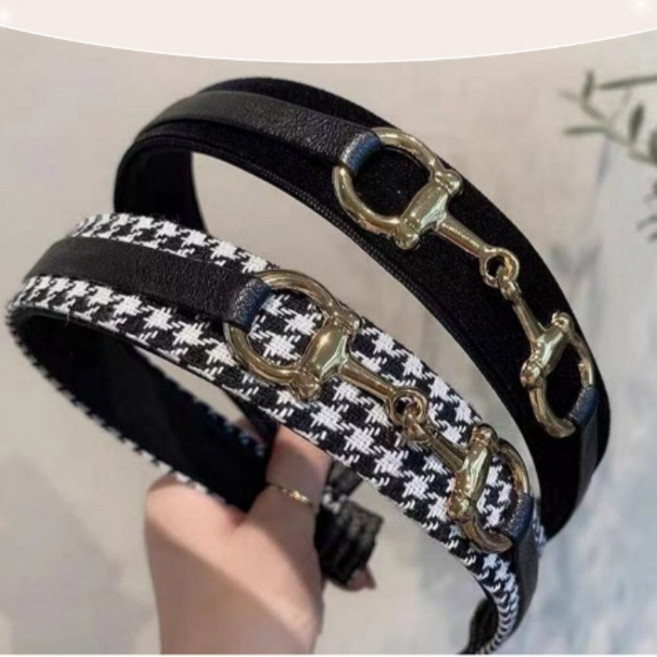 명품스타일 정장 머리띠 고급 하객 헤어밴드 데일리 골드버클