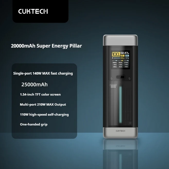 CUKTECH No.20 25000mAh 파워뱅크 PD 140W 고속 충전 TFT 디스플레이 화면 휴대용 외장 배터리 호환17 노, 01 140W-25000mAh