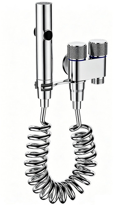 하이 코일형 핸드 분사기 주방 수전 스프레이건 싱크대 세척 노즐 욕실 청소용 수도꼭지 샤워기 호스 세트, 실버, 1세트