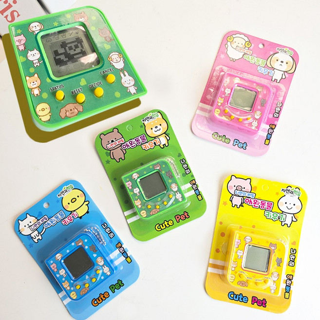 토이랄라 (1+1) 애완동물 키우기 게임기 다마고치 애니멀 미니 추억의 레트로 휴대용 보드게임, 랜덤
