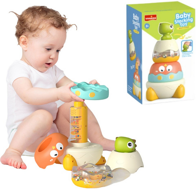 아리몰 링쌓기놀이 아기 스태킹 장난감, 1세트, 공룡링쌓기