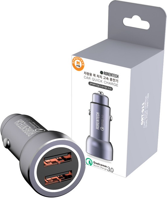 로랜텍 차량용 듀얼 고속 차량용 충전기, GRT-91, 티타늄실버