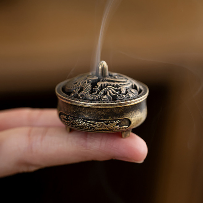 티큐 재물 금전 풍수 인테리어 미니 용봉 향로 인센스 스틱 콘 홀더 받침대 E256