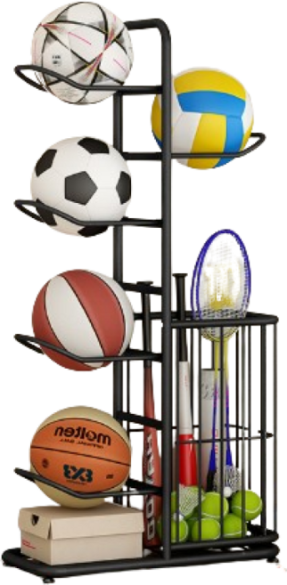 라켓 보관함 농구공 거치대 공거치대 축구공 정리대 배드민턴 정리함, 블랙, 1개