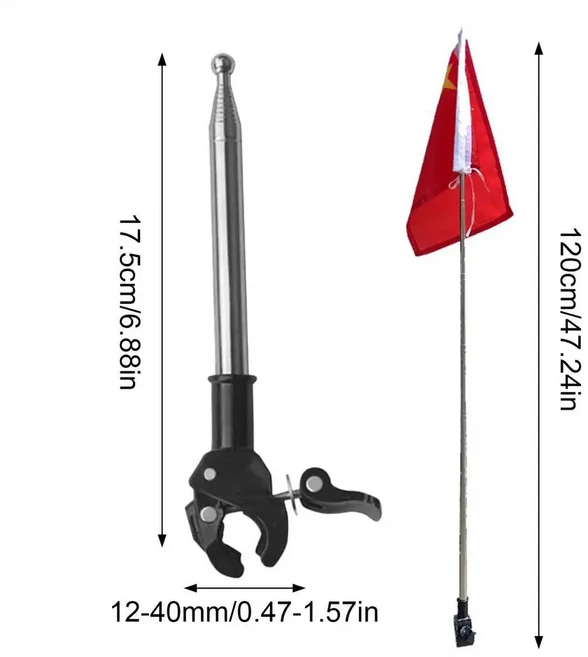 1.2m 오토바이 깃대 스테인레스 스틸 텔레스코픽 깃대 브래킷 12mm-40mm 직경에 대 한 자전거 깃발 극 디스, 크기: 2. 120X3X1.2CM, 1개