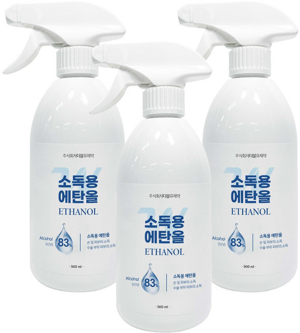 더블유제약 소독용 에탄올 스프레이, 3개, 500ml