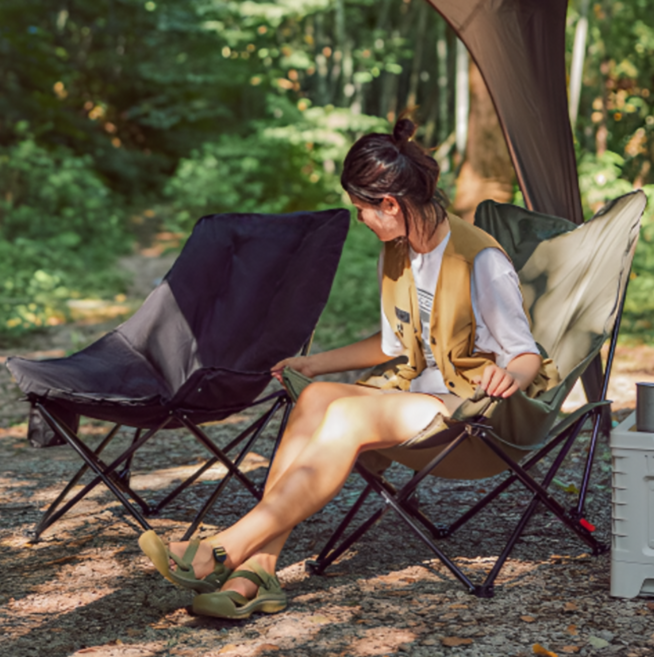 그린네이처 푹신하고 넓은 초경량 각도조절 접이식 캠핑의자, 1개, 네추럴그린
