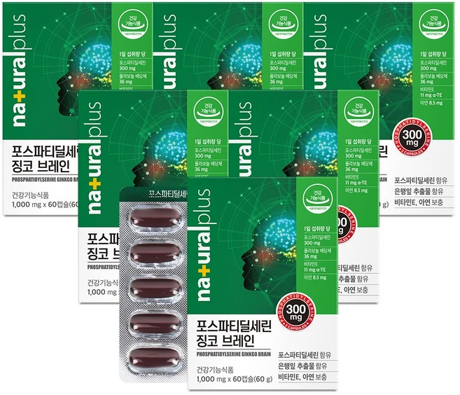 내츄럴플러스 포스파티딜세린 징코 브레인, 60정, 6개 - 쿠팡