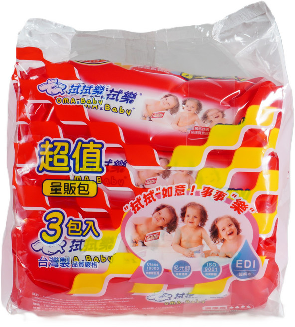 拭拭樂 嬰兒濕巾85抽 超值量販包3入裝, 1套, 3個裝, 40gsm