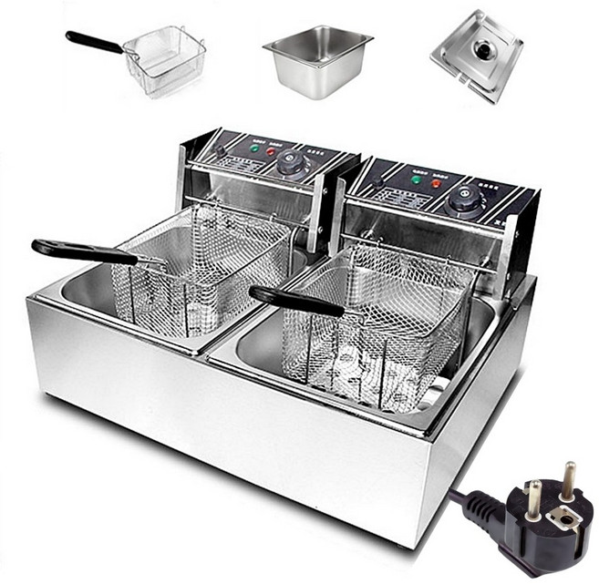 업소용튀김기 전기 튀김기계 소형 치킨 돈까스 튀기기 영업용 대용량, 20L 쌍 2구 바스켓