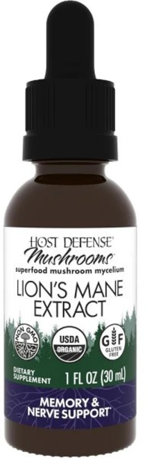 Host Defense Mushrooms Lion's Mane Extract - Lion's Mane Liquid Supplement for Health - Mushroom S, 1 Fl Oz (Pack of 1), 1개, 30ml - 쿠팡