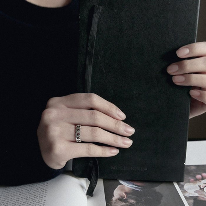 에르모사제이 R026 실버925 데일리 유화 레이어드 남자 여자 엔틱 꼬임 체인 은반지