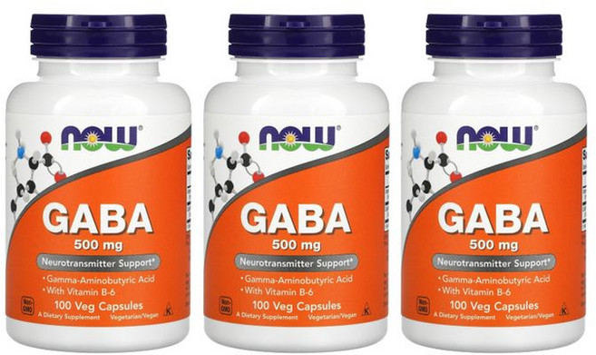 나우푸드 3개X 비타민B-6 함유 GABA 500mg 베지 캡슐 100정, 3개