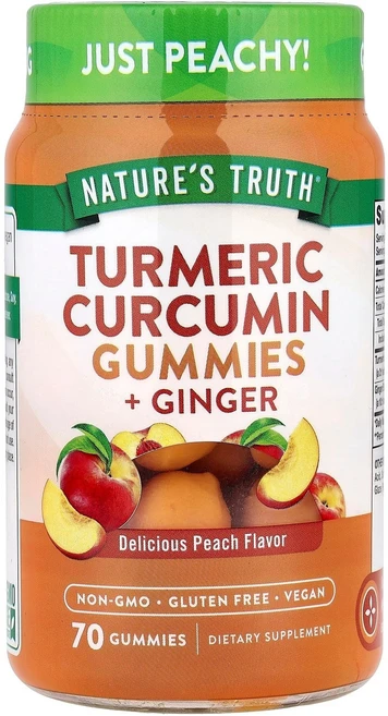 행복하고 건강하게 Nature's Truth 강황 커큐민 + 생강 천연 복숭아 맛 베지 구미젤리 70개 백년회로하세요, NaturesTruth강황커큐민생강천연복숭아맛베지구미젤, 1개 - 쿠팡