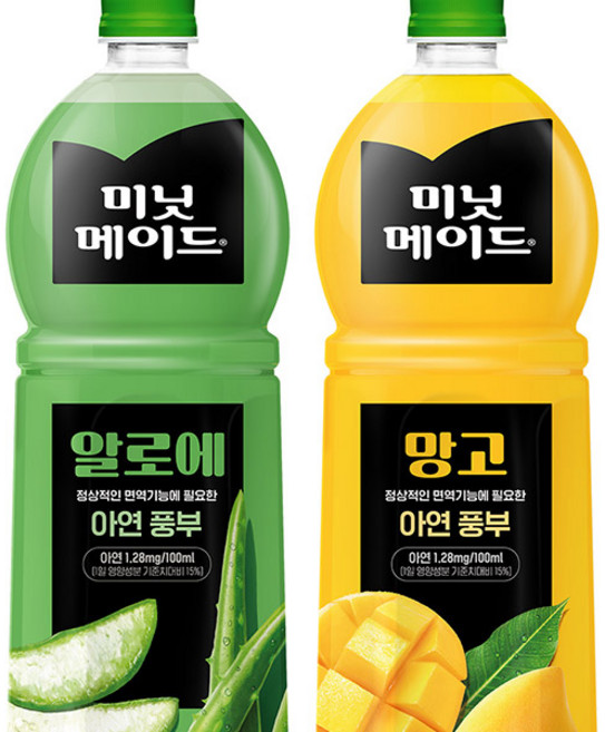 미닛메이드 2종세트 3+3 망고 알로에 주스 1.5L
