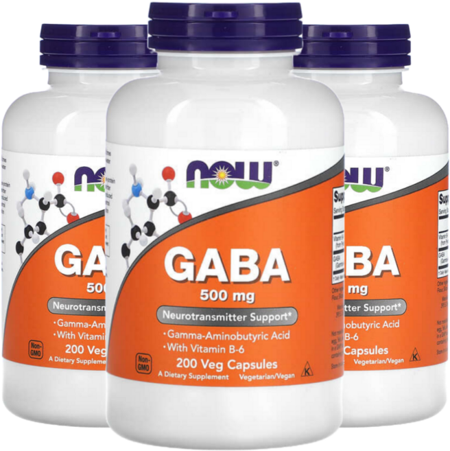 나우푸드 가바 500mg GABA 12주분, 3개, 200정
