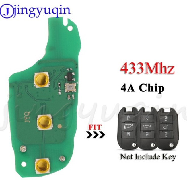 쿠쿠스토어 Jingyuqin 원격 자동차 키 회로 기판 포브 푸조 208 시트로엥 C3 버튼 433.92MHZ FSK PCB