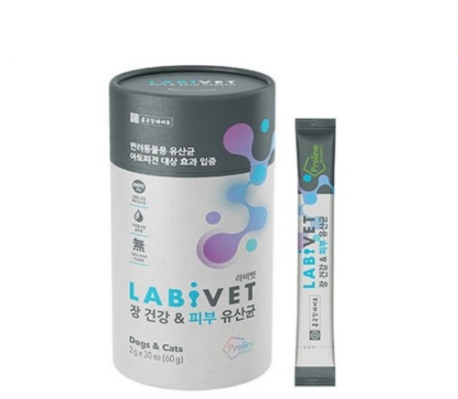 종근당라비벳 반려동물 영양제, 30회분, 피부/피모+장건강, 2개