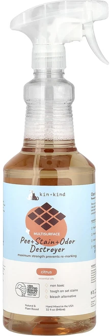 Kin+Kind 멀티서피스 소변+얼룩+냄새 디스트로이어 시트러스 354ml(32fl oz), KinKind멀티서피스소변얼룩냄새디스트로이어시트러스35, 1개, 354ml - 쿠팡