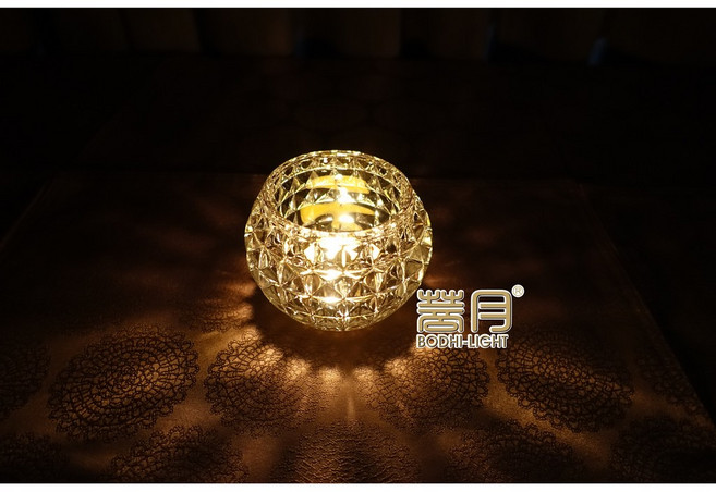菩月【小日光】水晶玻璃酥油燈杯 燈座 燭臺 供佛燈具 佛教用品 供燈燭台, 菩月【小日光】水晶玻璃酥油燈座